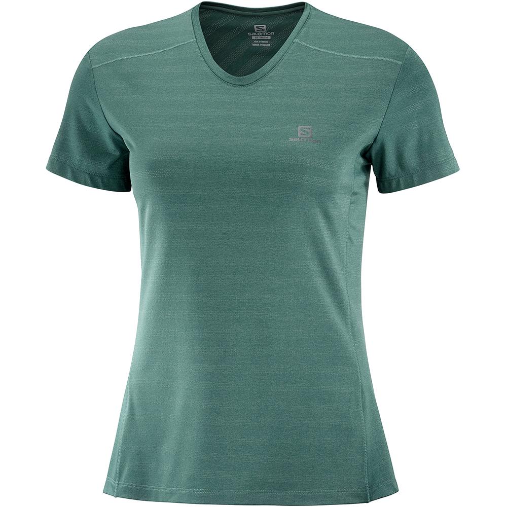 SALOMON XA W Philippines - Women's Tee Shirts - Green | 854029-PGR